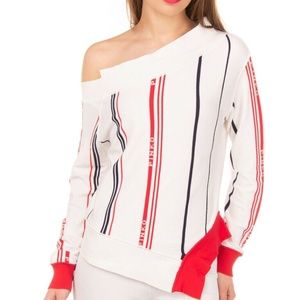 PINKO Logo Jumper Size S Made in Italy Asymmetric